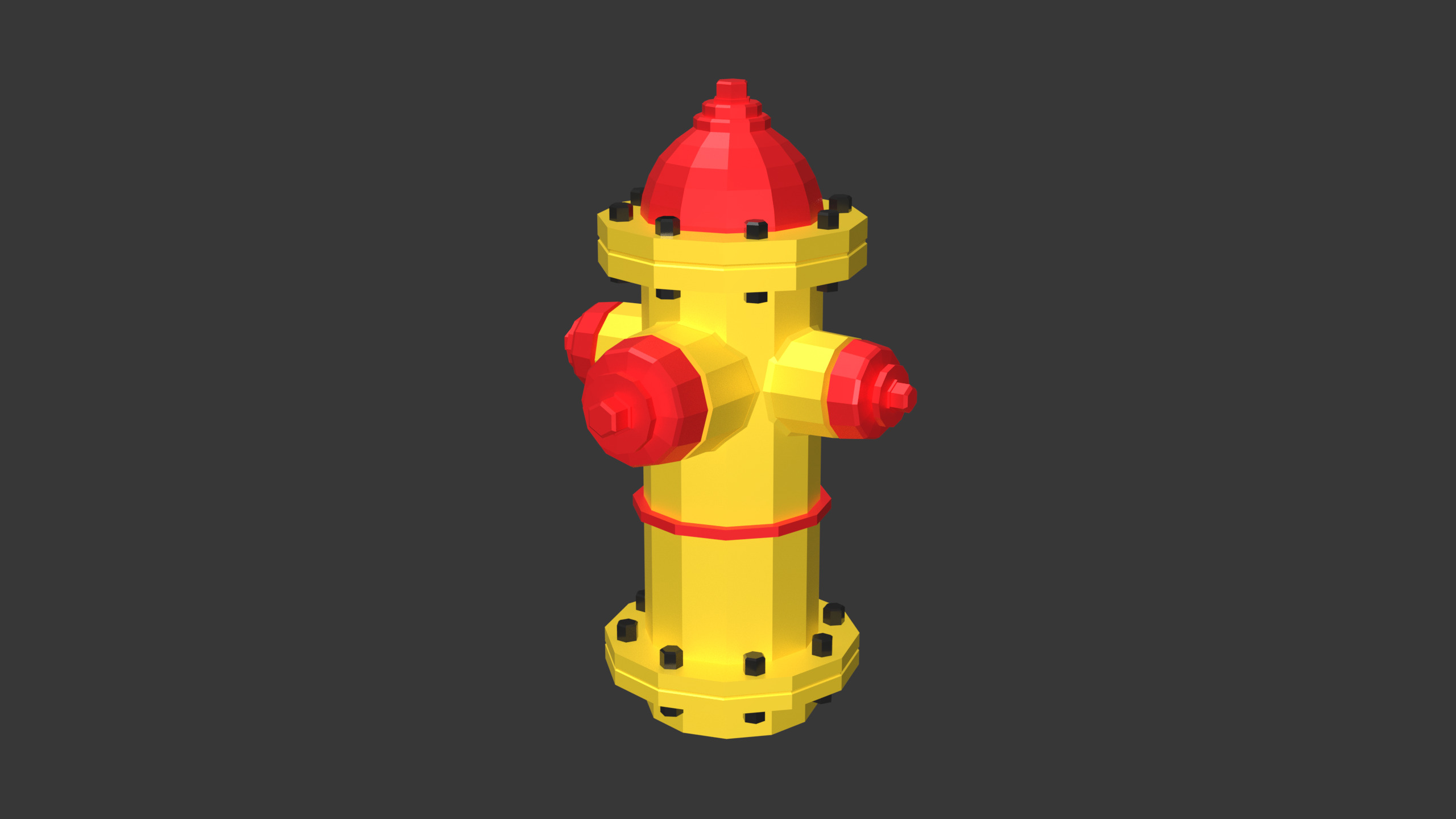 LowPoly red and yellow Fire hydrant with two color variants Free low-poly 3D model_7