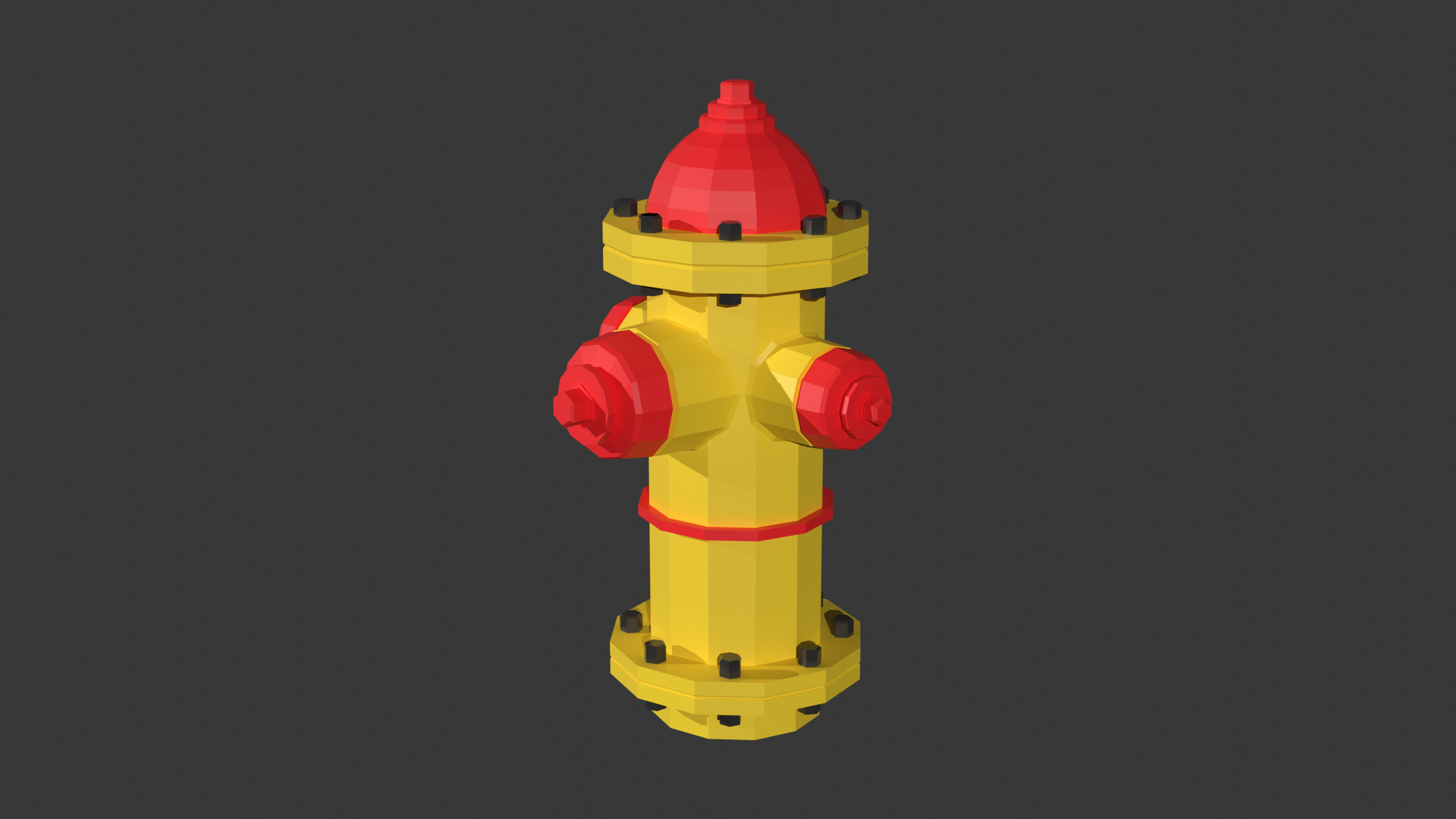 LowPoly red and yellow Fire hydrant with two color variants Free low-poly 3D model_10