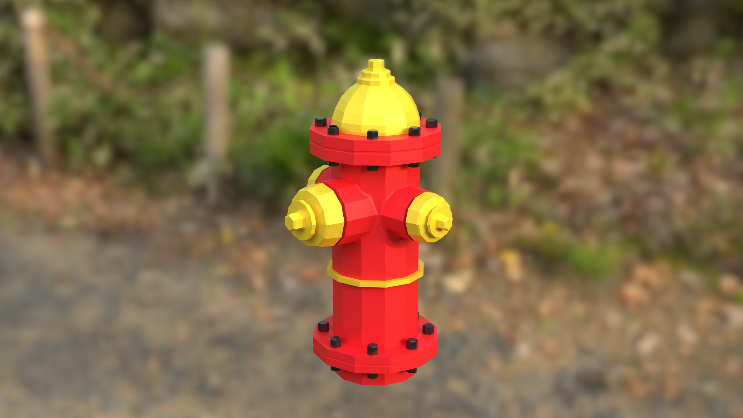 LowPoly red and yellow Fire hydrant with two color variants Free low-poly 3D model_5