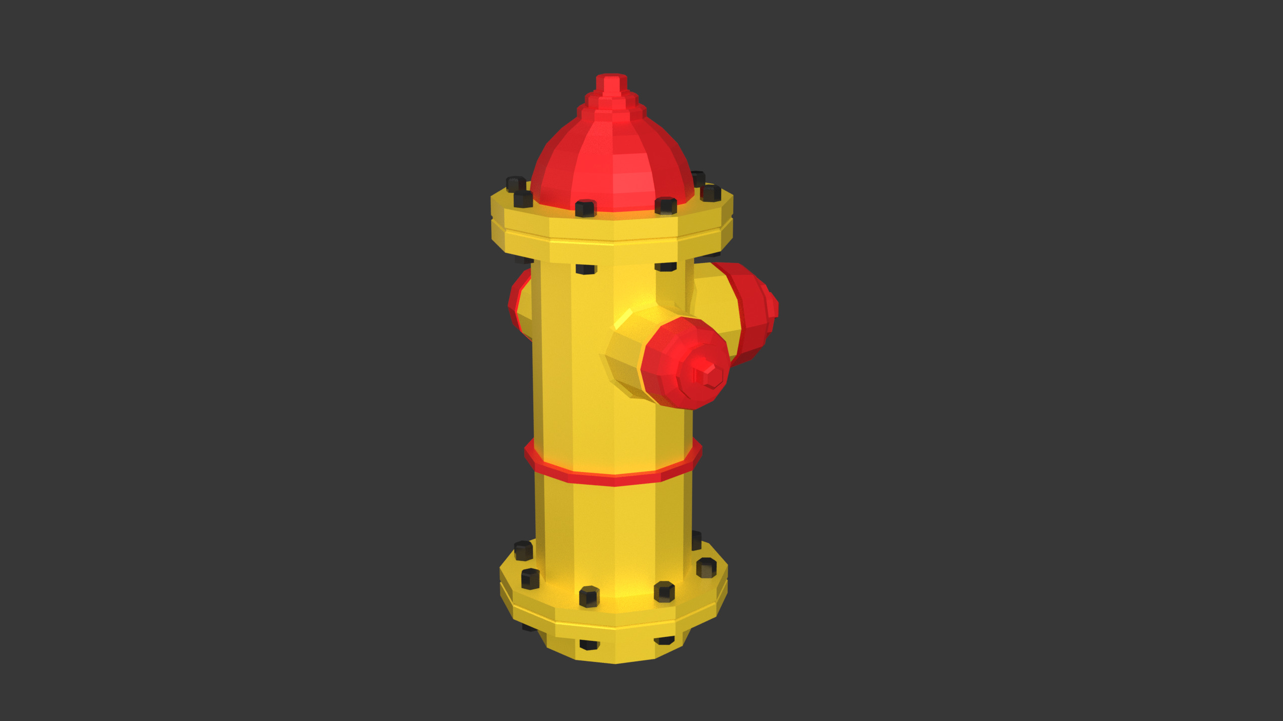 LowPoly red and yellow Fire hydrant with two color variants Free low-poly 3D model_6