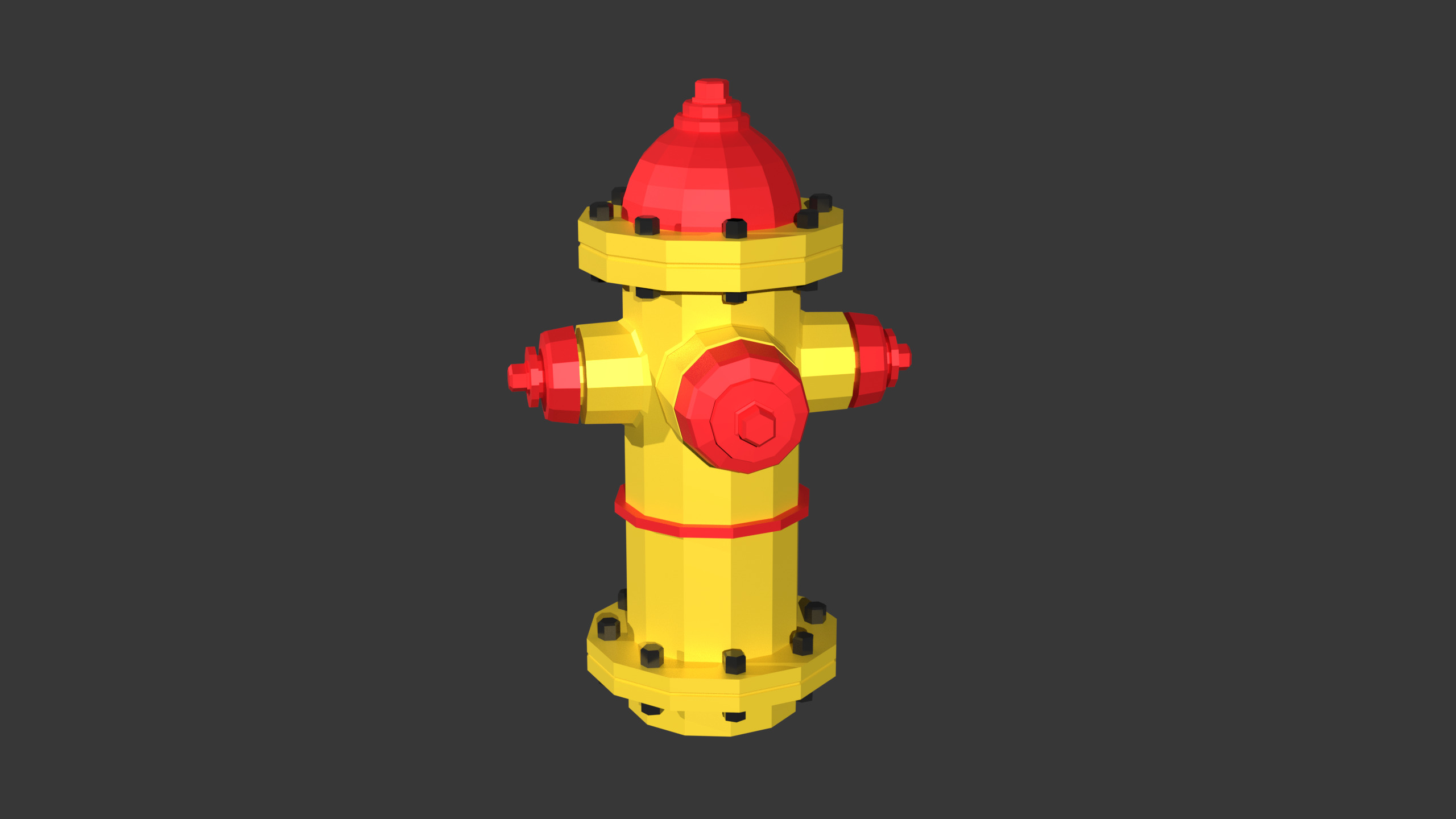 LowPoly red and yellow Fire hydrant with two color variants Free low-poly 3D model_8