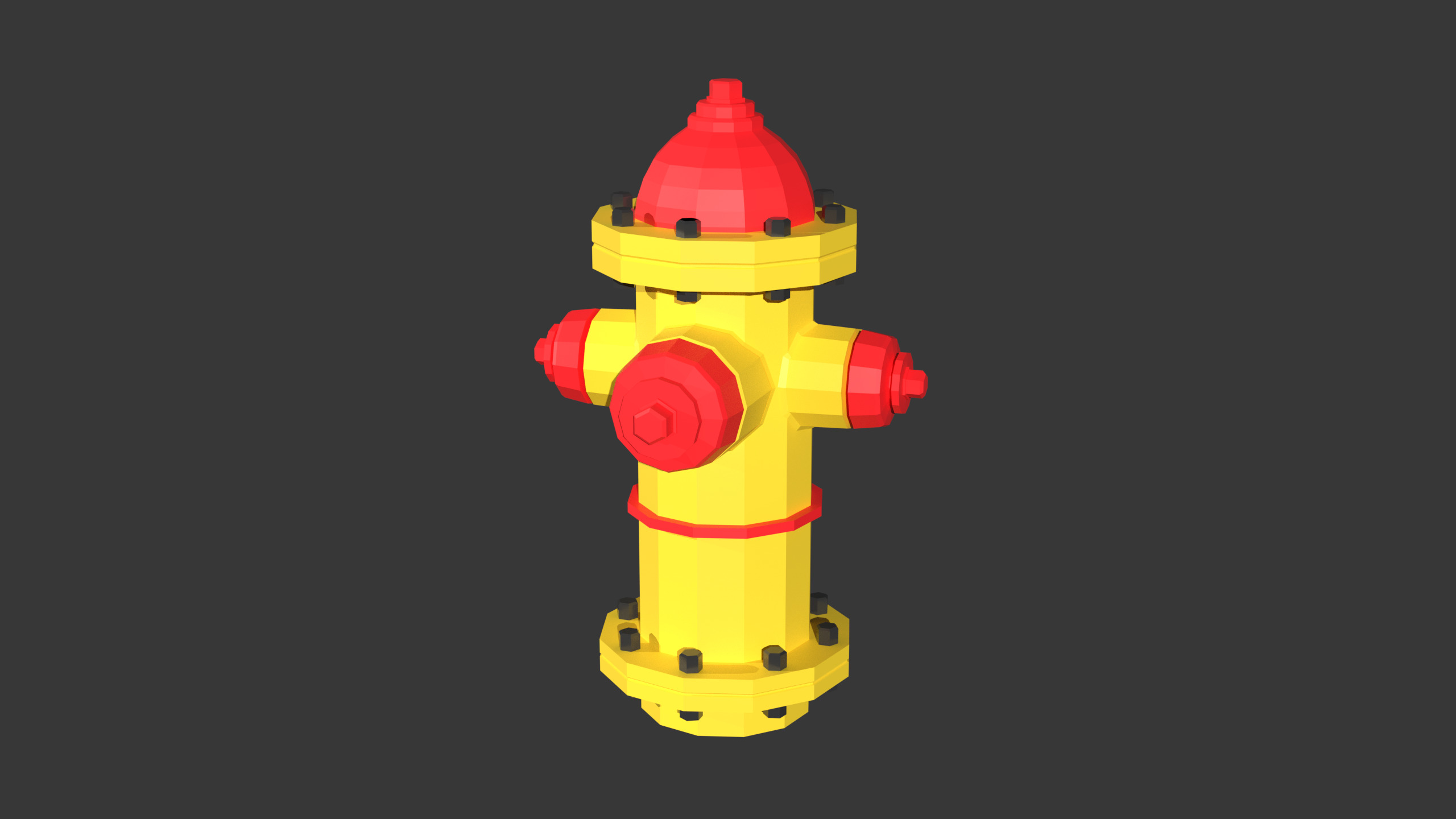 LowPoly red and yellow Fire hydrant with two color variants Free low-poly 3D model_9