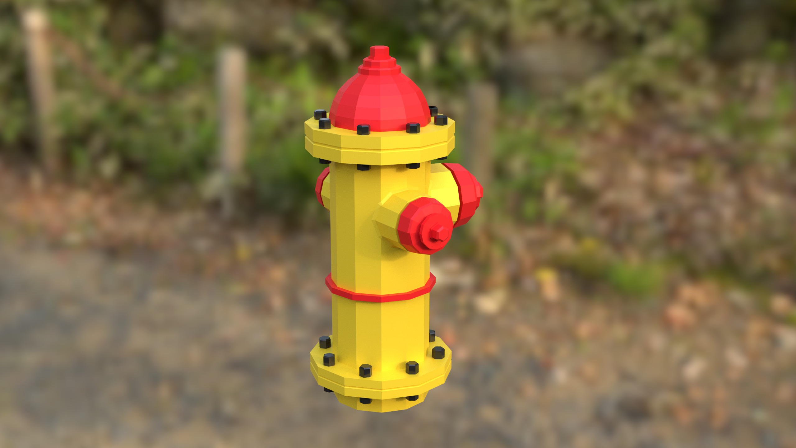 LowPoly red and yellow Fire hydrant with two color variants Free low-poly 3D model_4