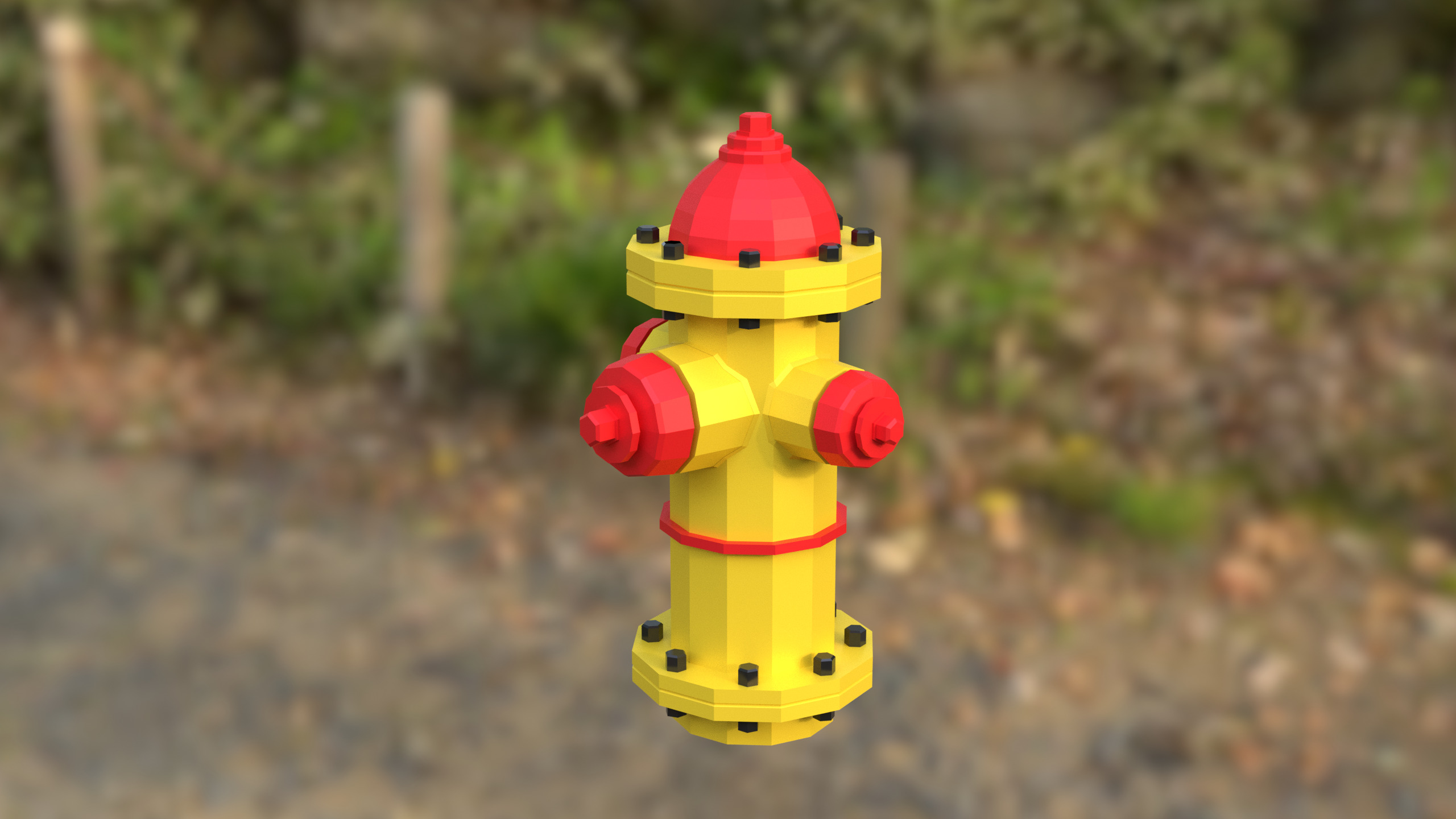 LowPoly red and yellow Fire hydrant with two color variants Free low-poly 3D model_12