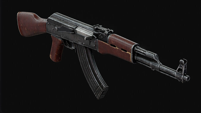 AK 47 Disassembled Black Plastic Low-poly 3D model