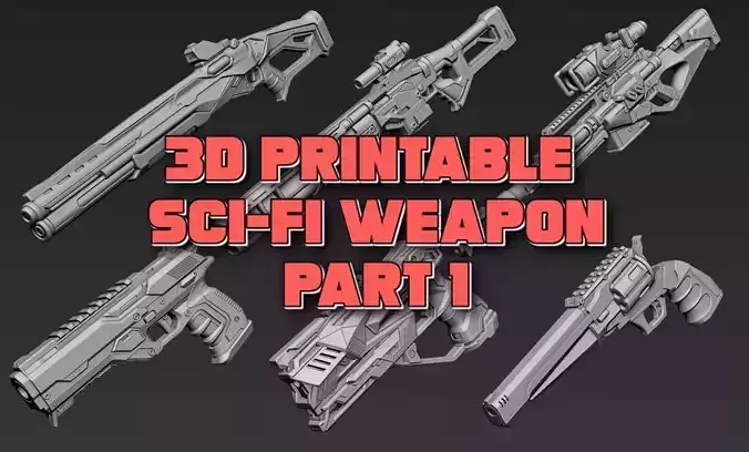 3D Printable Sci-Fi Weapon Part 1 3D model