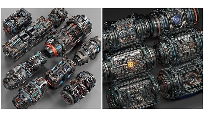 Sci Fi Mega Elements Kitbash 2 in 1 3D Model Collection