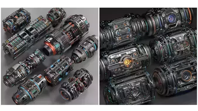 Sci Fi Mega Elements Kitbash 2 in 1 3D Model Collection