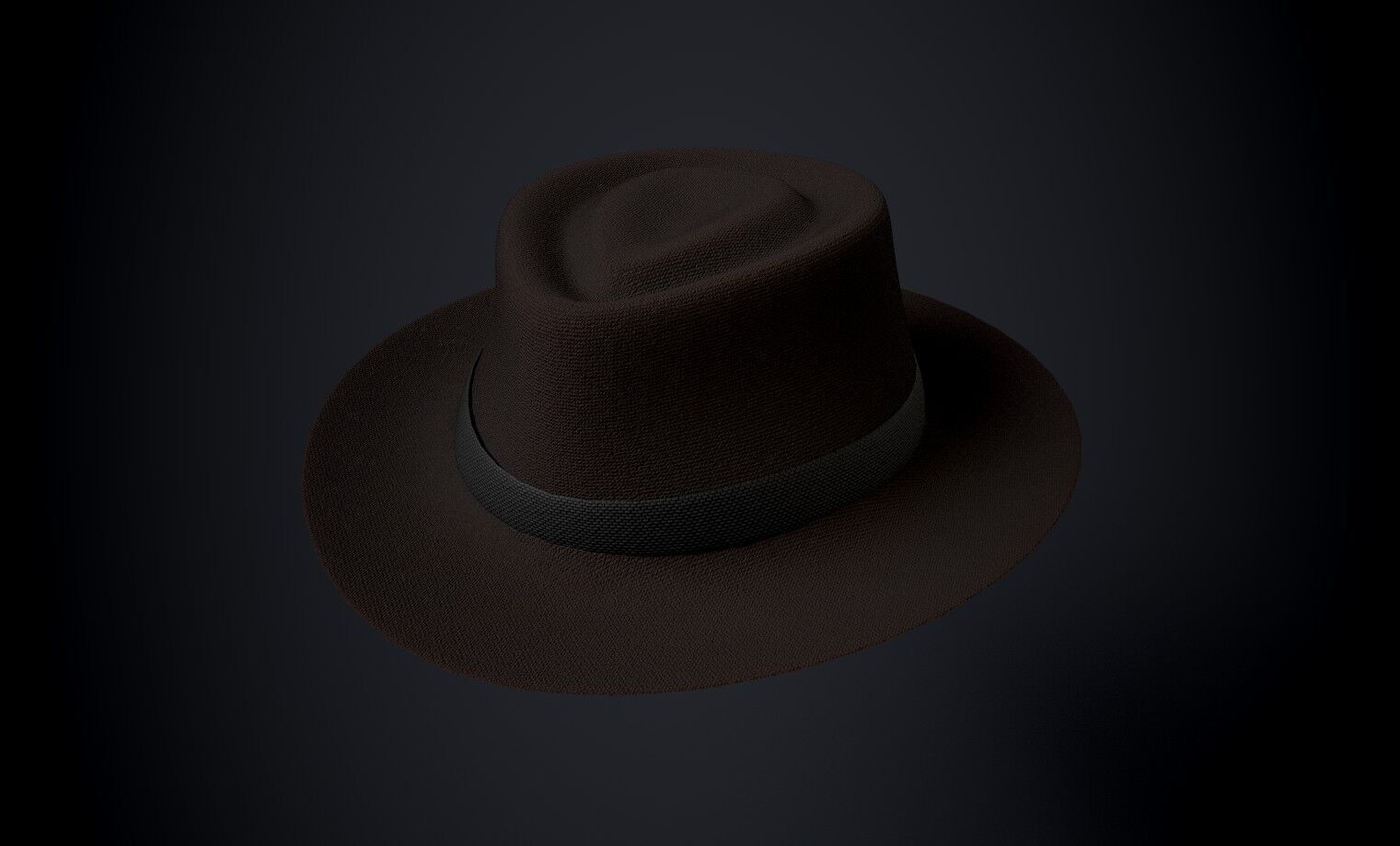 Old Fashioned Fedora Low-poly 3D model_6