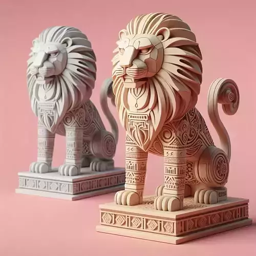 959 Laughing African Lion with Majestic Mane Full Color