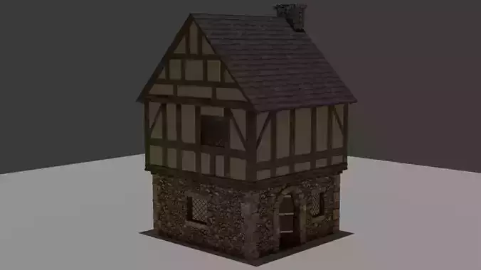 Medieval House 3D  High Quality Model with interior