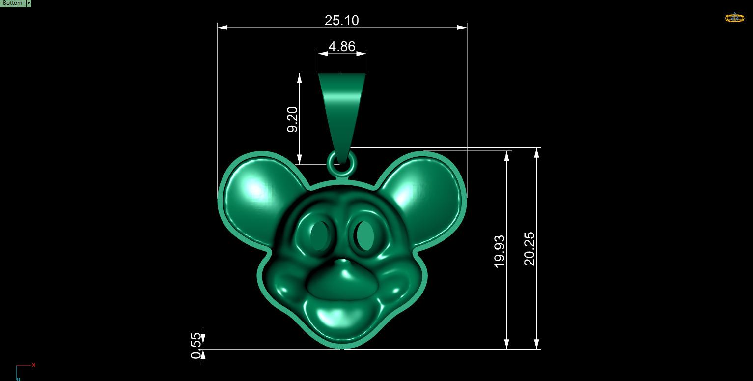 Mickey Mouse Pendant 3D Print 3D print model_7