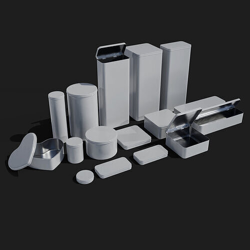 mockup metal tins for branding or packaging realistic 3D models 3D model