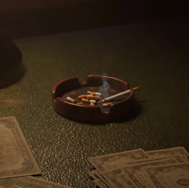 Cigarette and Ashtray 3D Model Set Low-poly 3D model_0