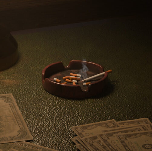 Cigarette and Ashtray 3D Model Set Low-poly 3D model