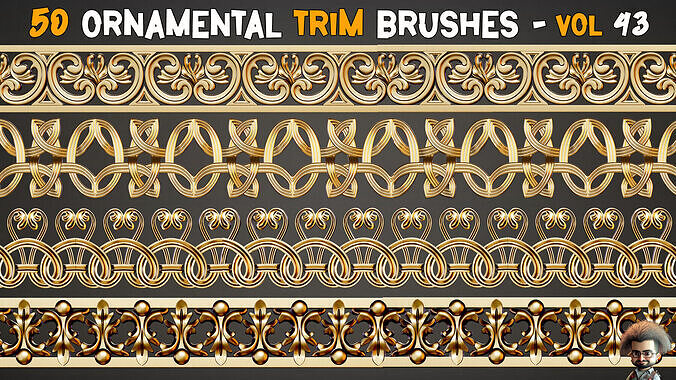 50 Ornamental Trim Brushes    Vol 43 Low-poly 3D model