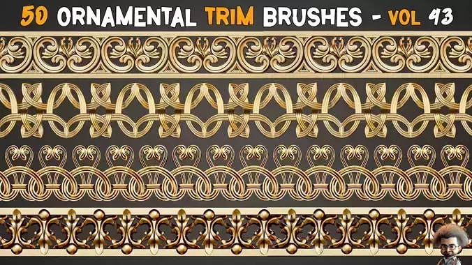 50 Ornamental Trim Brushes    Vol 43 Low-poly 3D model