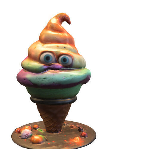 Goofy Ice Cream Creature  Cartoon Food Monster 3D model