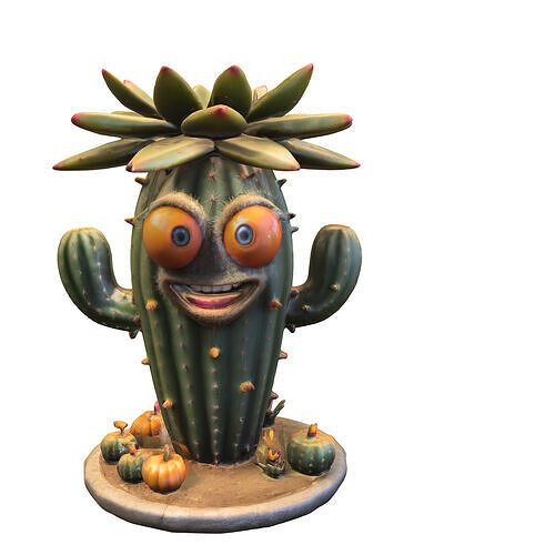 Cactus Buddy Stylized Cartoon Desert Creature Low-poly 3D model