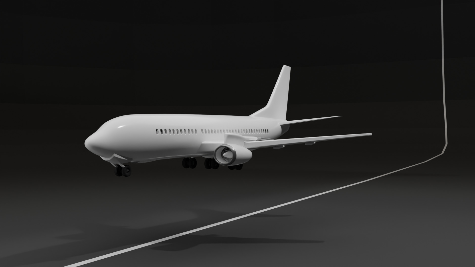 Low Poly Commercial Airplane Game Ready 3D Model Low-poly 3D model_3