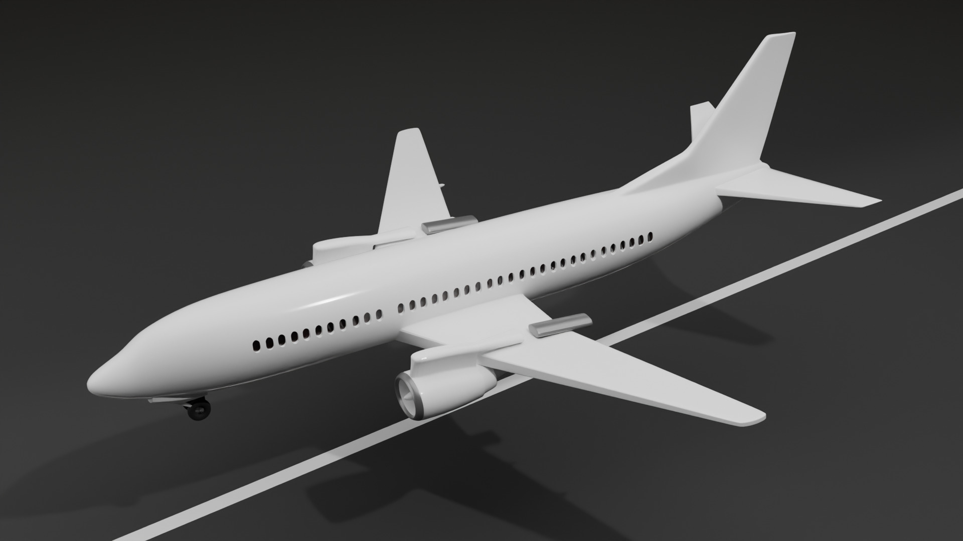 Low Poly Commercial Airplane Game Ready 3D Model Low-poly 3D model_1