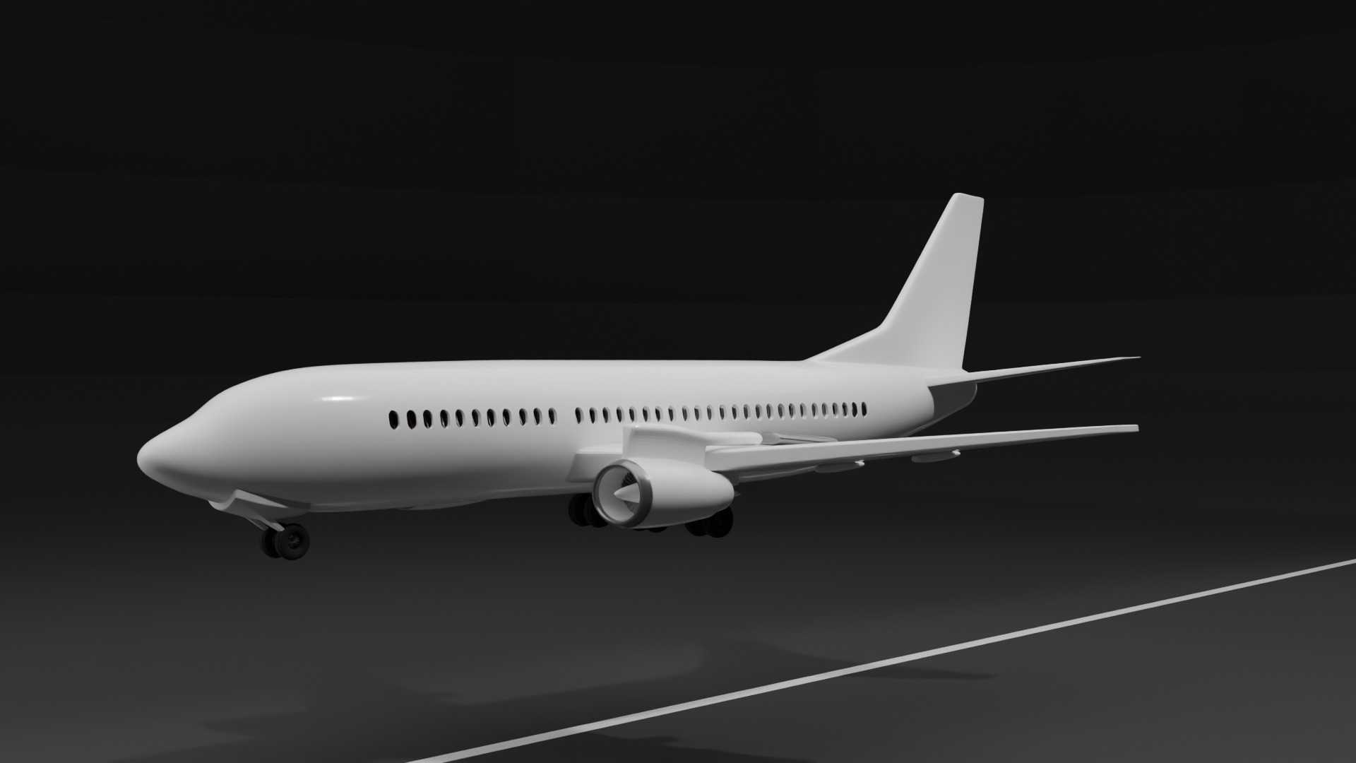 Low Poly Commercial Airplane Game Ready 3D Model Low-poly 3D model_9