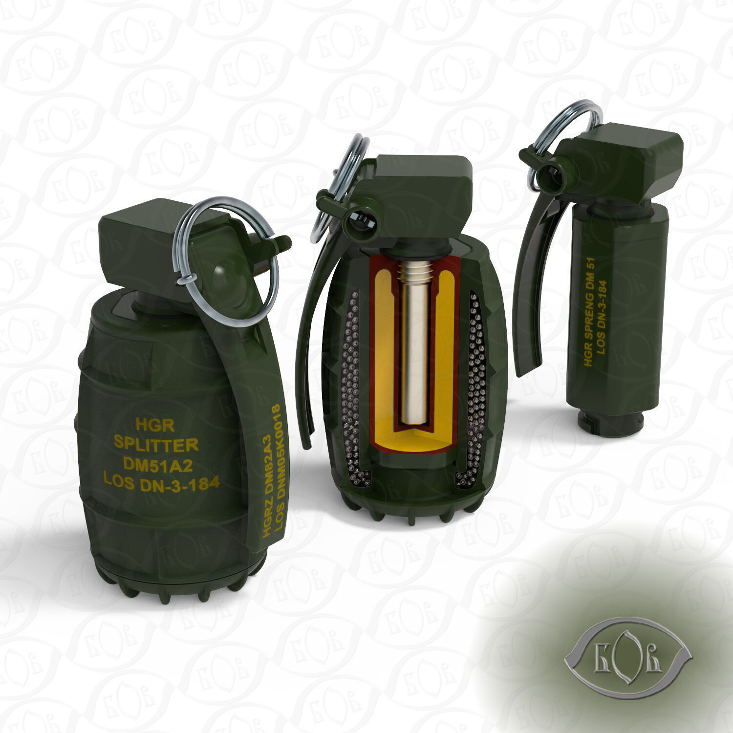 German DM51 hand grenade assembly printable moulage 3D model_4