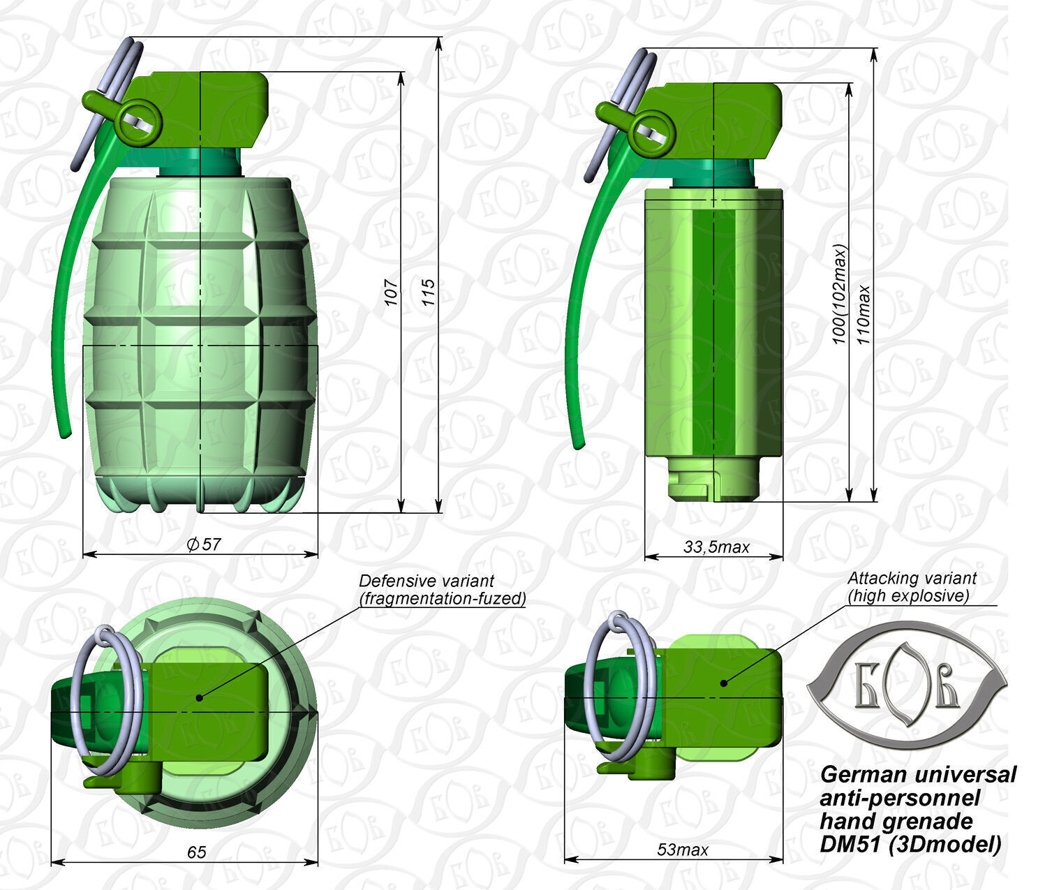 German DM51 hand grenade assembly printable moulage 3D model_5