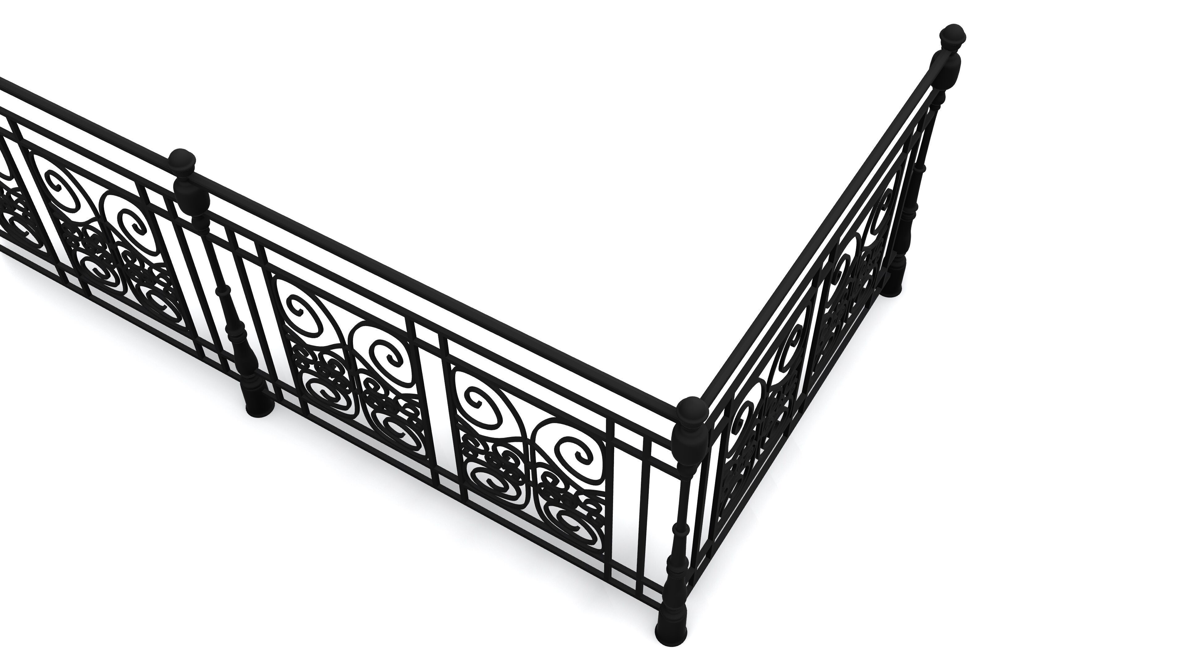 Metal Neoclassical Railing 2 Free 3D model_2