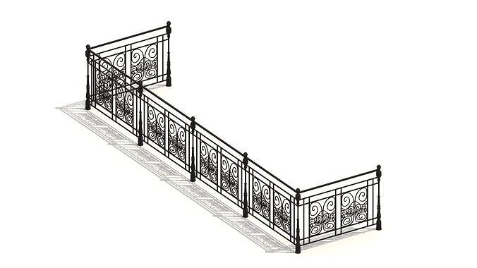 Metal Neoclassical Railing 2 Free 3D model