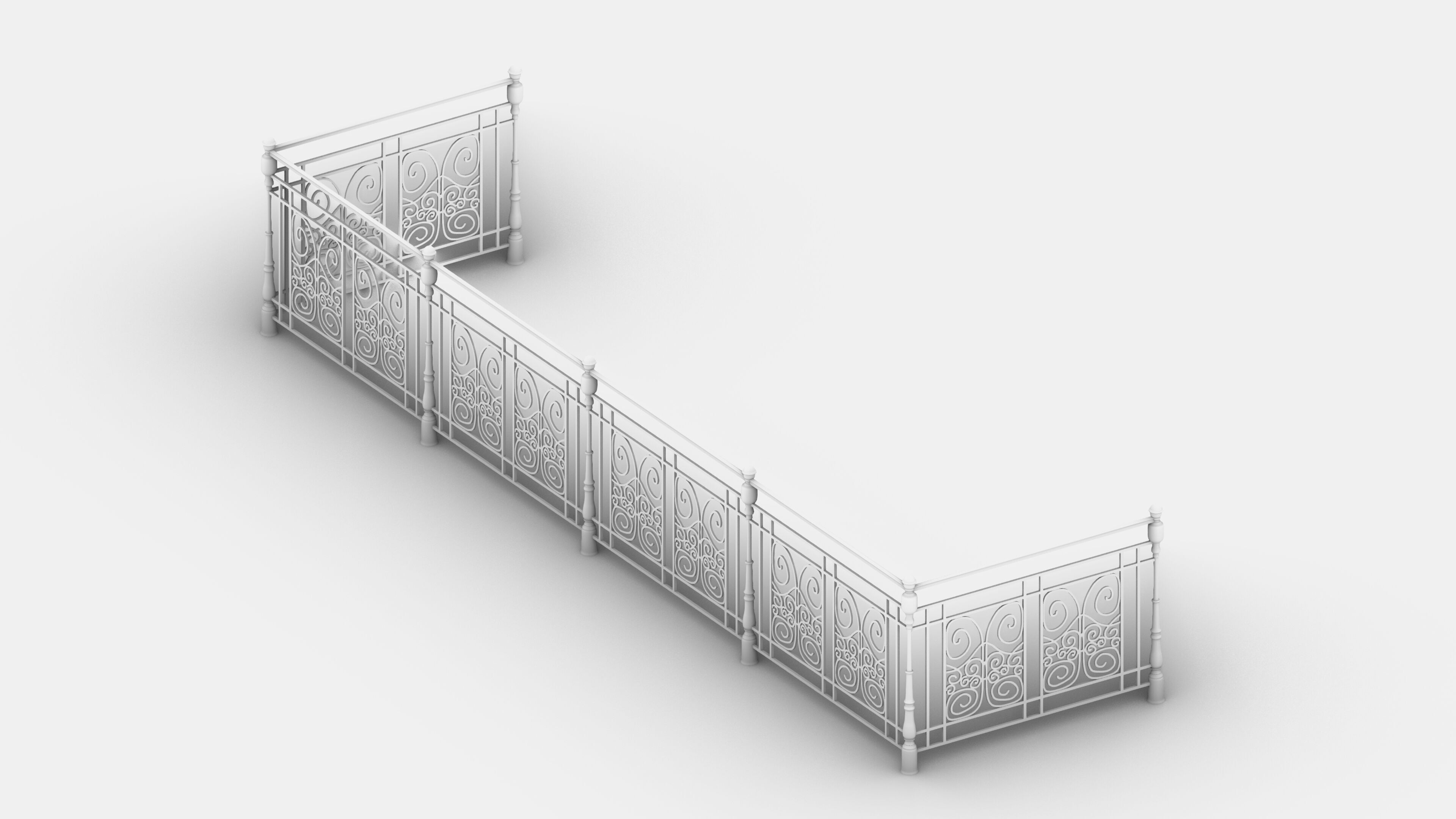 Metal Neoclassical Railing 2 Free 3D model_9