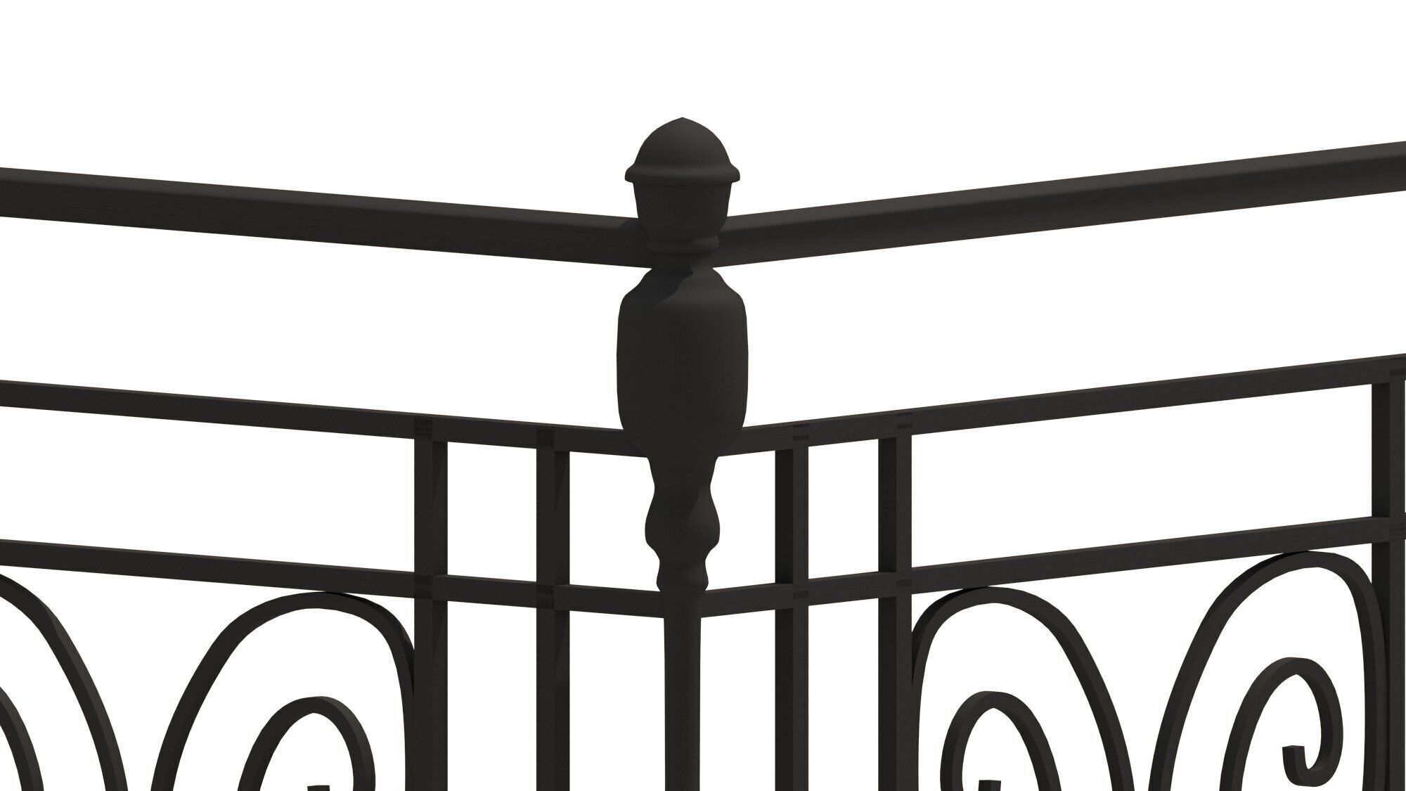 Metal Neoclassical Railing 2 Free 3D model_7