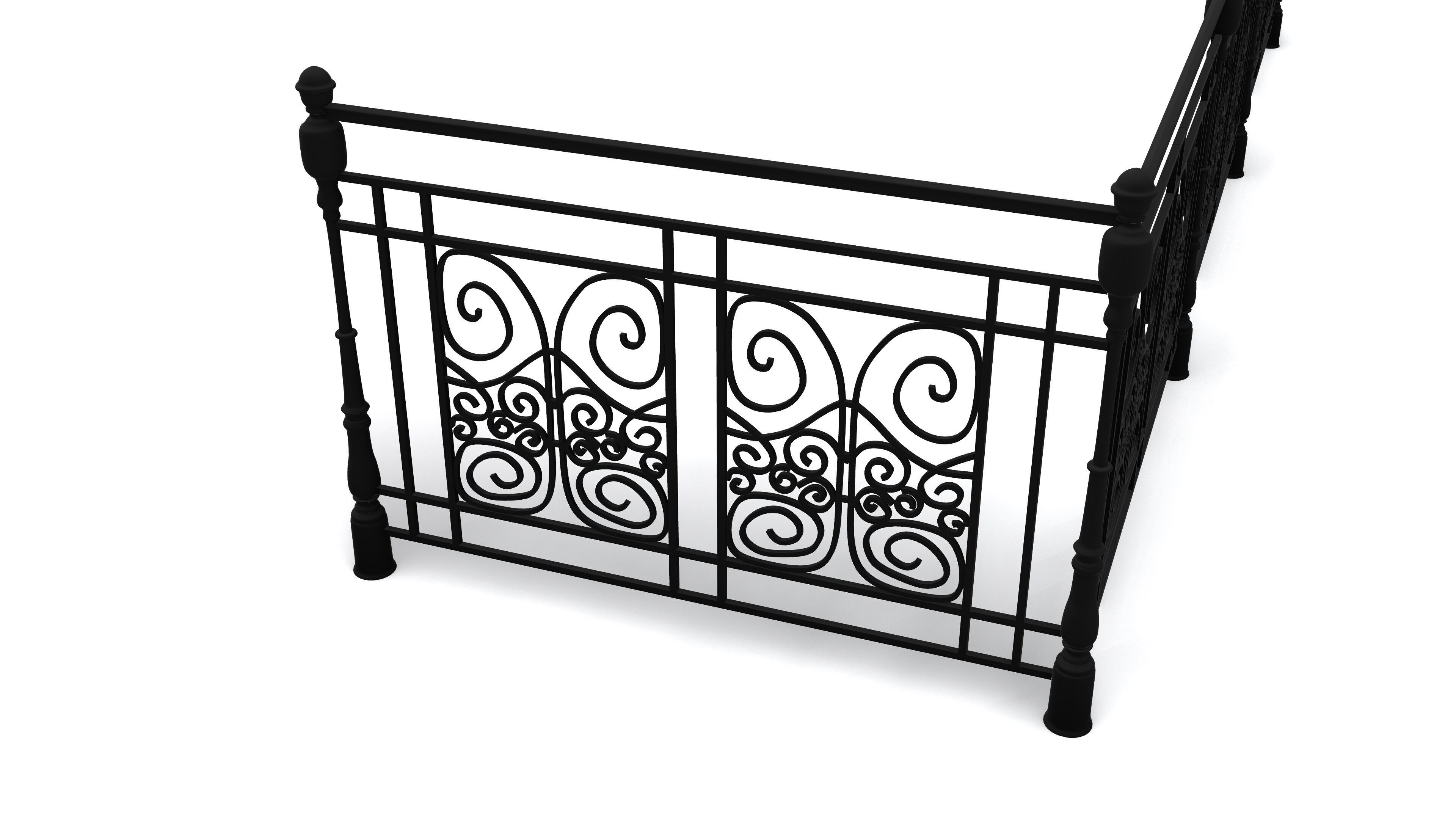 Metal Neoclassical Railing 2 Free 3D model_3