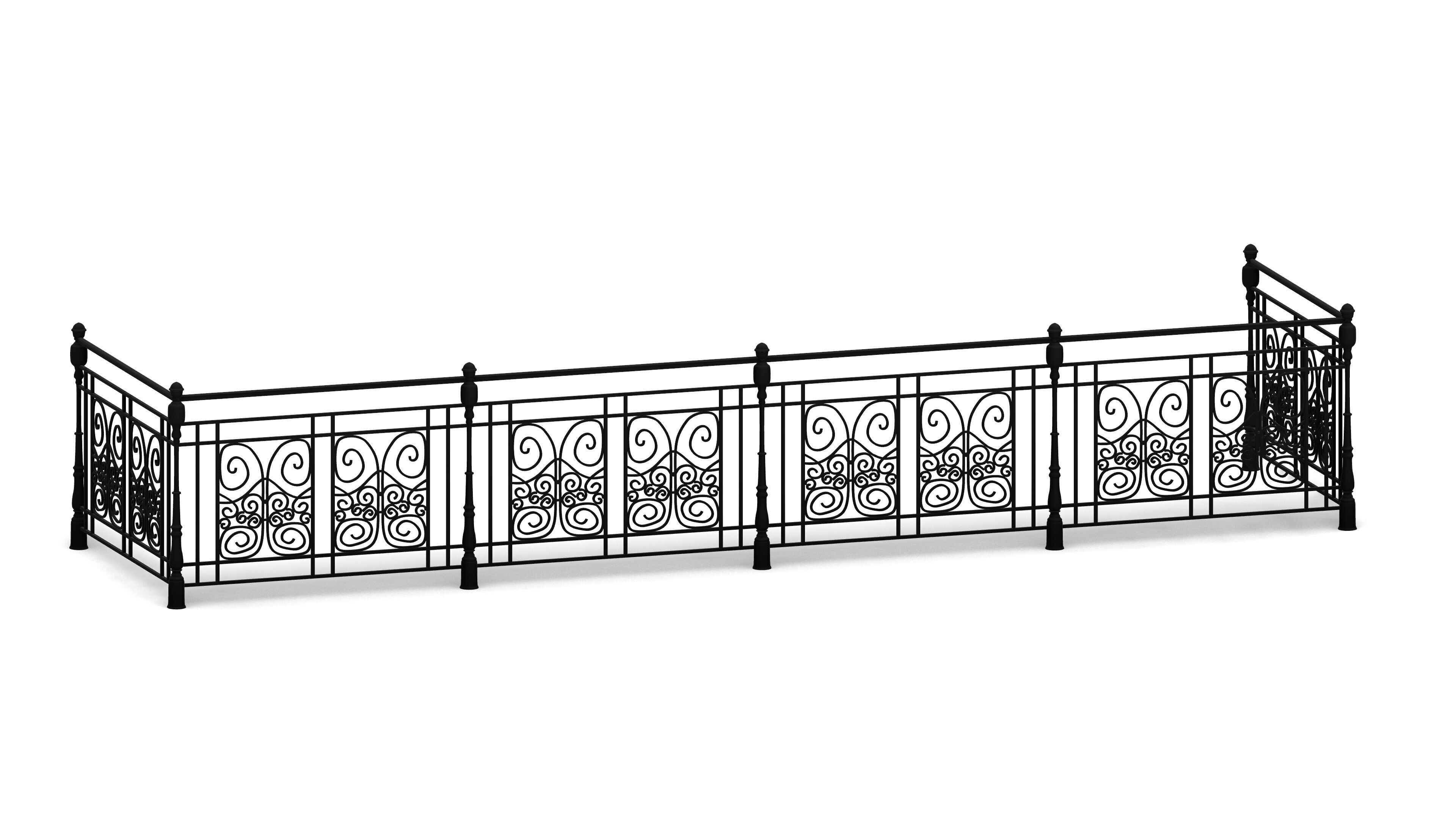Metal Neoclassical Railing 2 Free 3D model_1