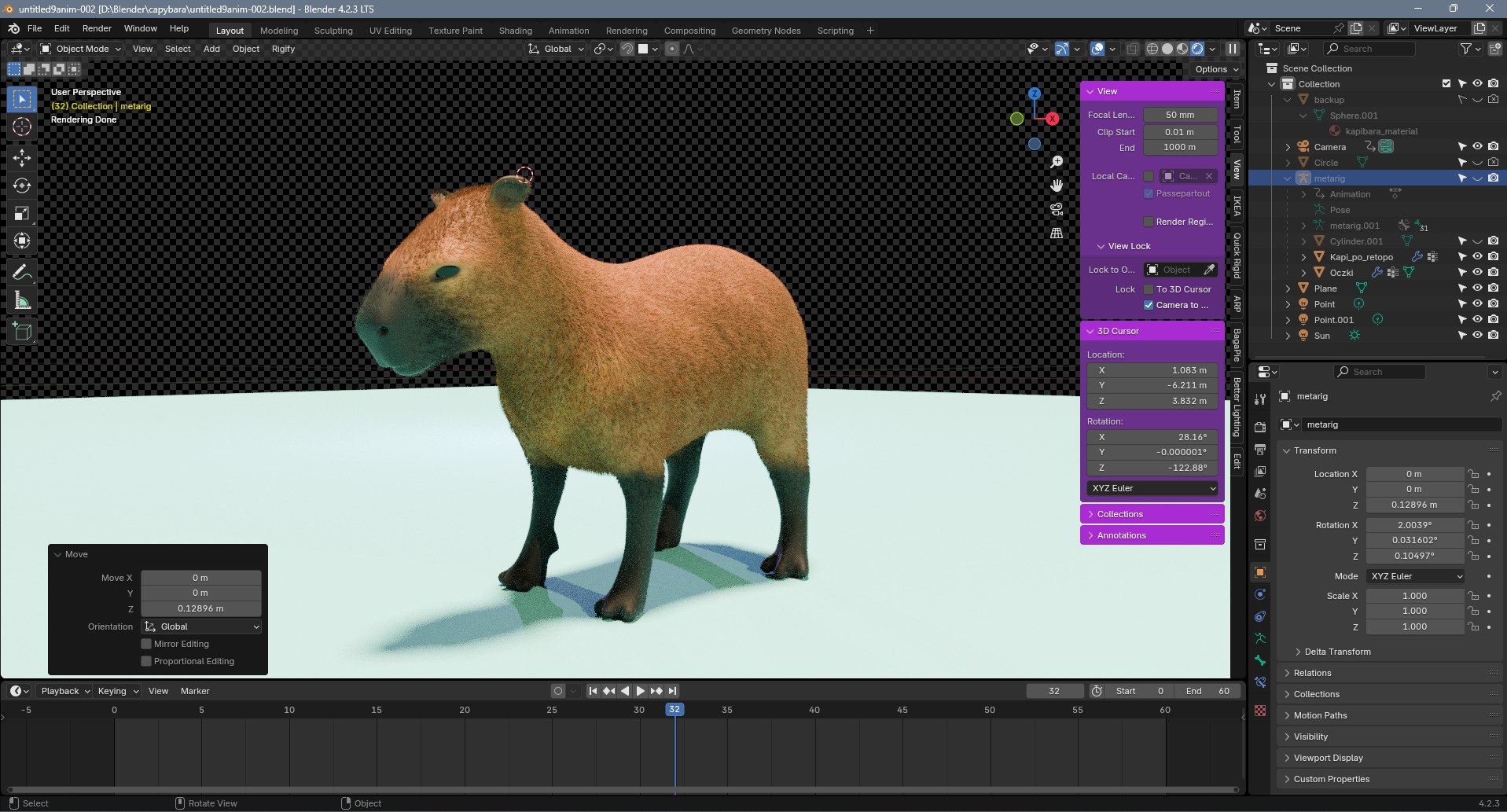 Capybara in sun glassess 3D model_2