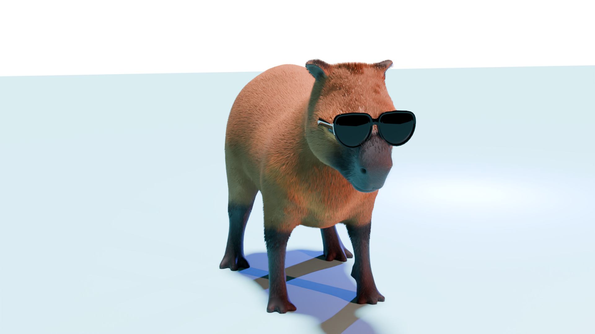 Capybara in sun glassess 3D model_4