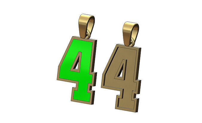 Enamel number 4 four varsity letterman pendant charm 3D print model