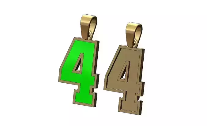 Enamel number 4 four varsity letterman pendant charm 3D print model