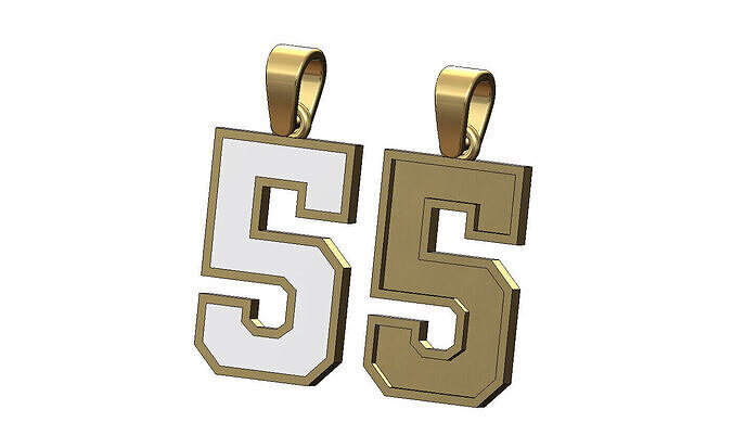 Enamel number 5 Five  varsity letterman pendant charm 3D print model