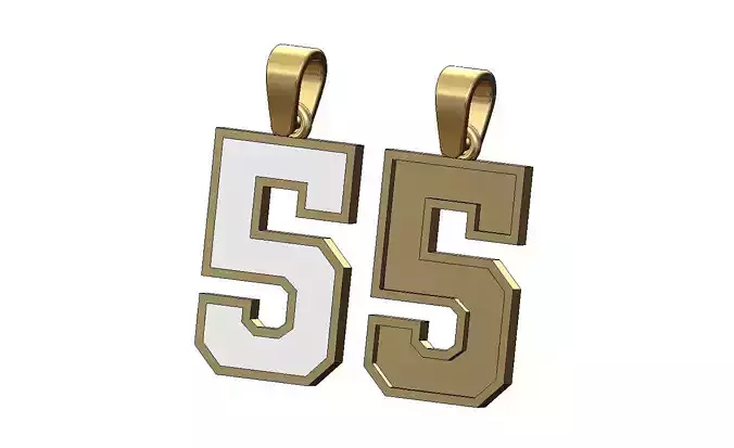 Enamel number 5 Five  varsity letterman pendant charm 3D print model