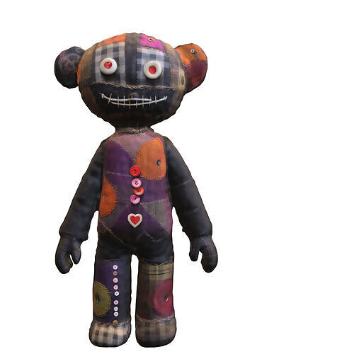 Patchwork Bear Doll Low-poly 3D model
