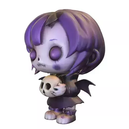Chibi Gothic Girl with Skull
