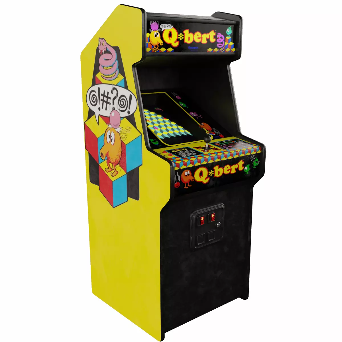 QBert Arcade Cabinet Retro Low-poly 3D model_0