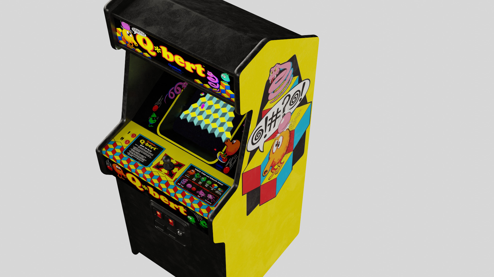 QBert Arcade Cabinet Retro Low-poly 3D model_4