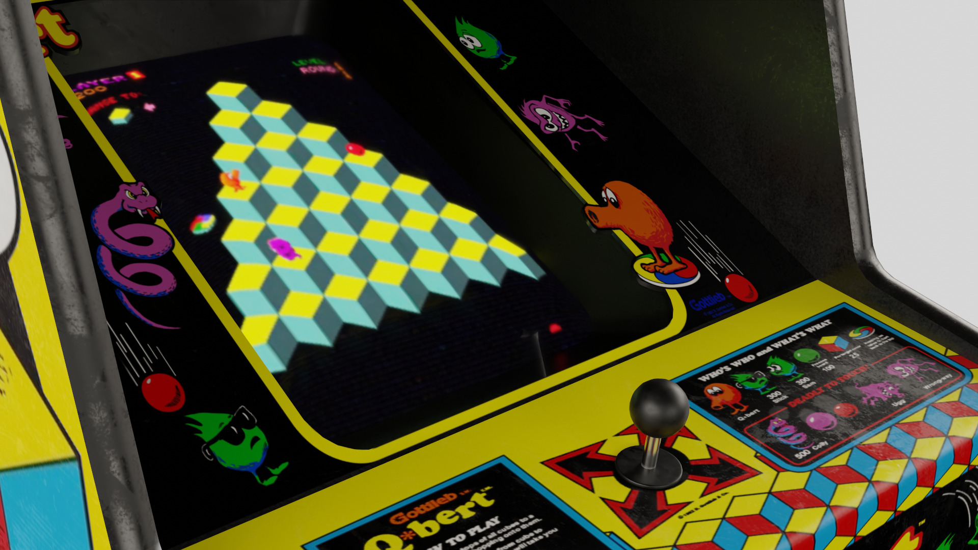 QBert Arcade Cabinet Retro Low-poly 3D model_1