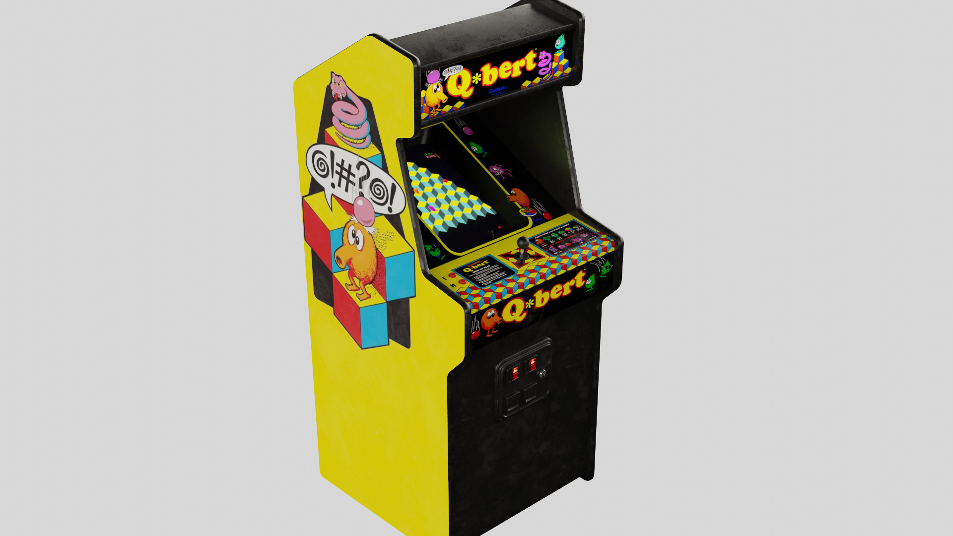 QBert Arcade Cabinet Retro Low-poly 3D model_6