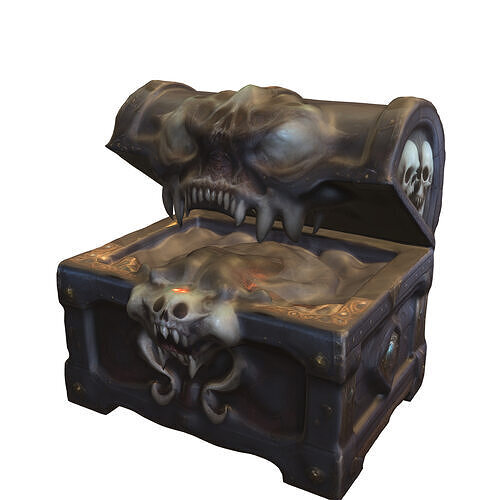 Haunted Skull Treasure Chest Low-poly 3D model