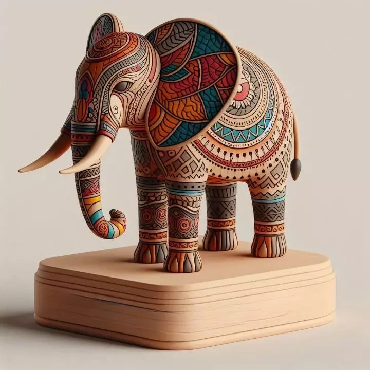 961 Color 3D Model of a Totem Style Elephant pug 3D print model_0
