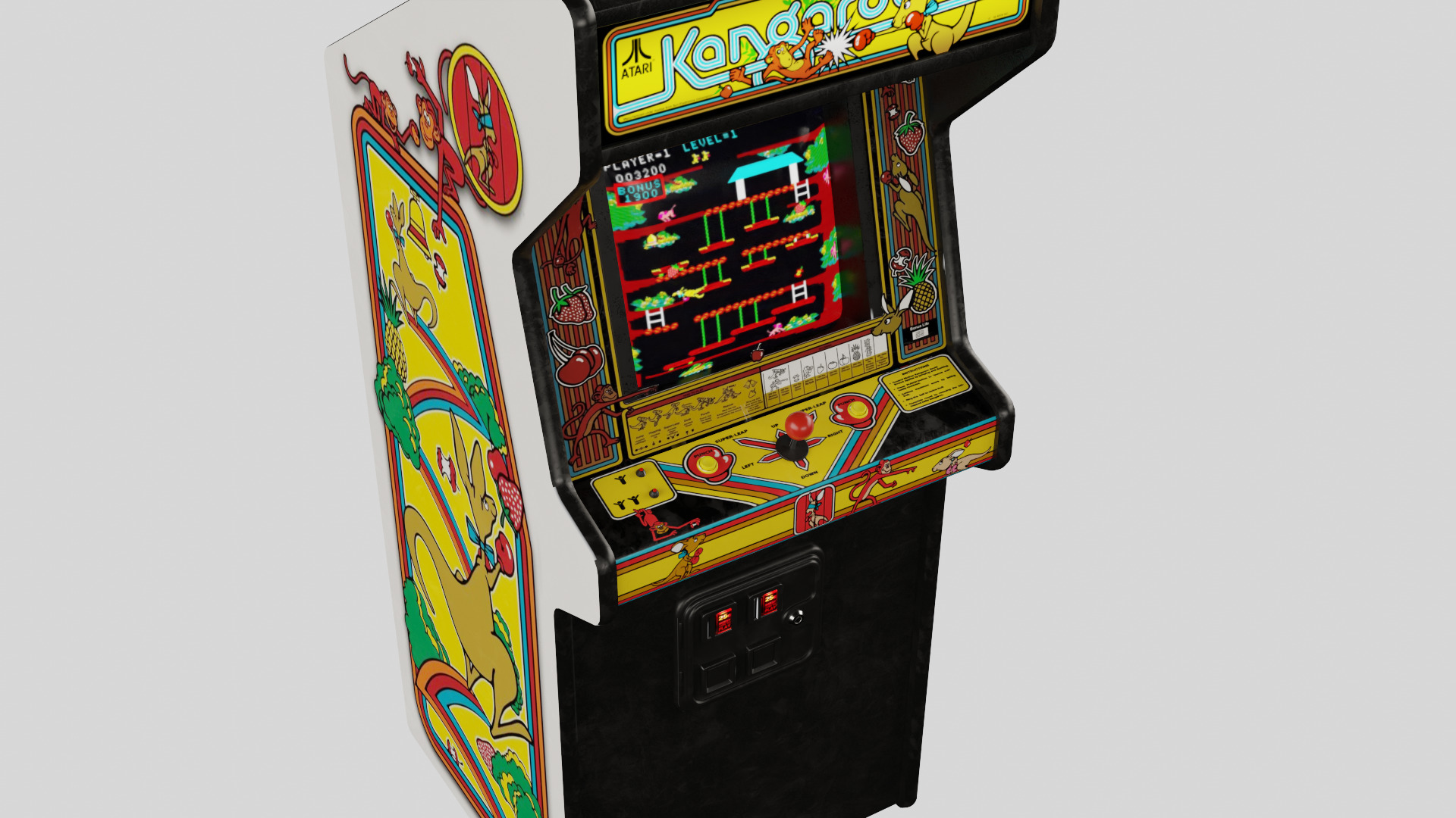 Kangaroo Arcade Cabinet Retro Low-poly 3D model_4