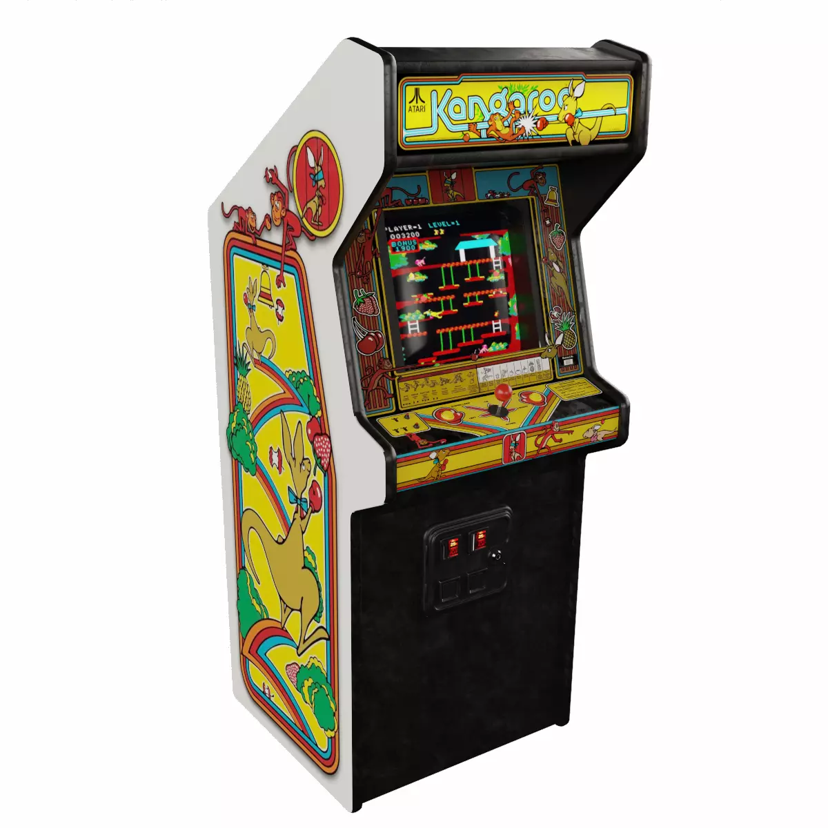 Kangaroo Arcade Cabinet Retro Low-poly 3D model_0